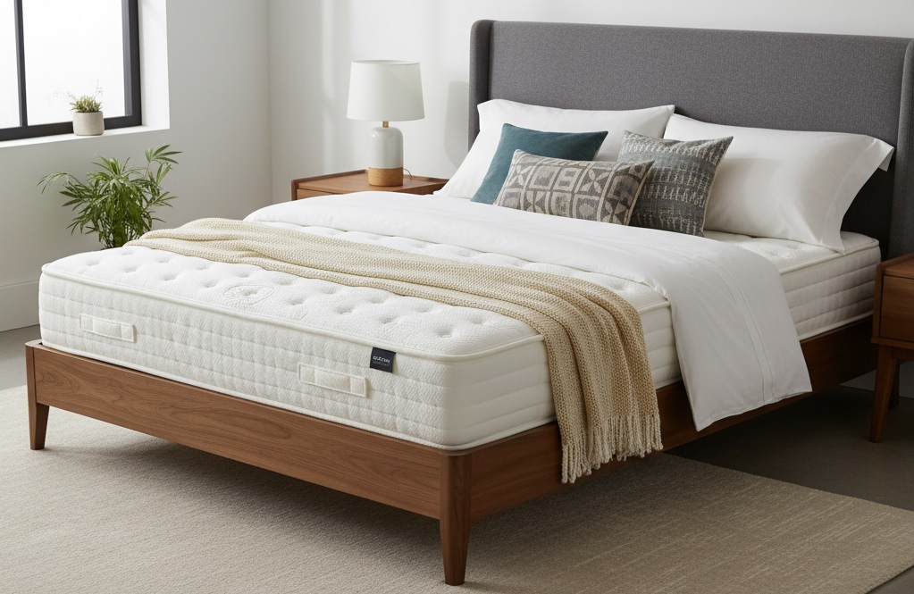 Premium Orthopedic Memory Foam Mattress with Wooden Bed Frame.