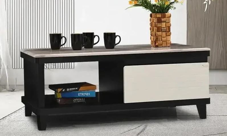 Contemporary Black and White Coffee Table with Storage.