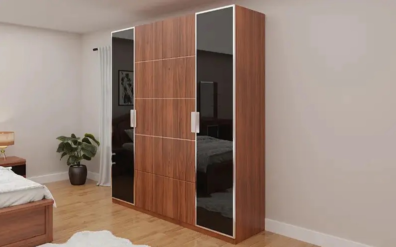 Modern 3-Door Wooden Wardrobe with Glossy Finish.