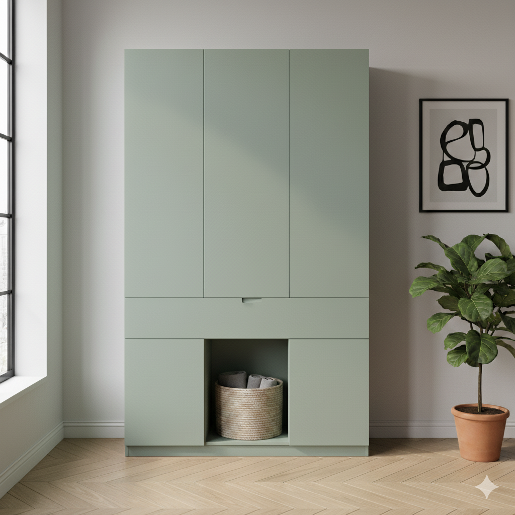 Modern Sage Green Storage Cabinet.