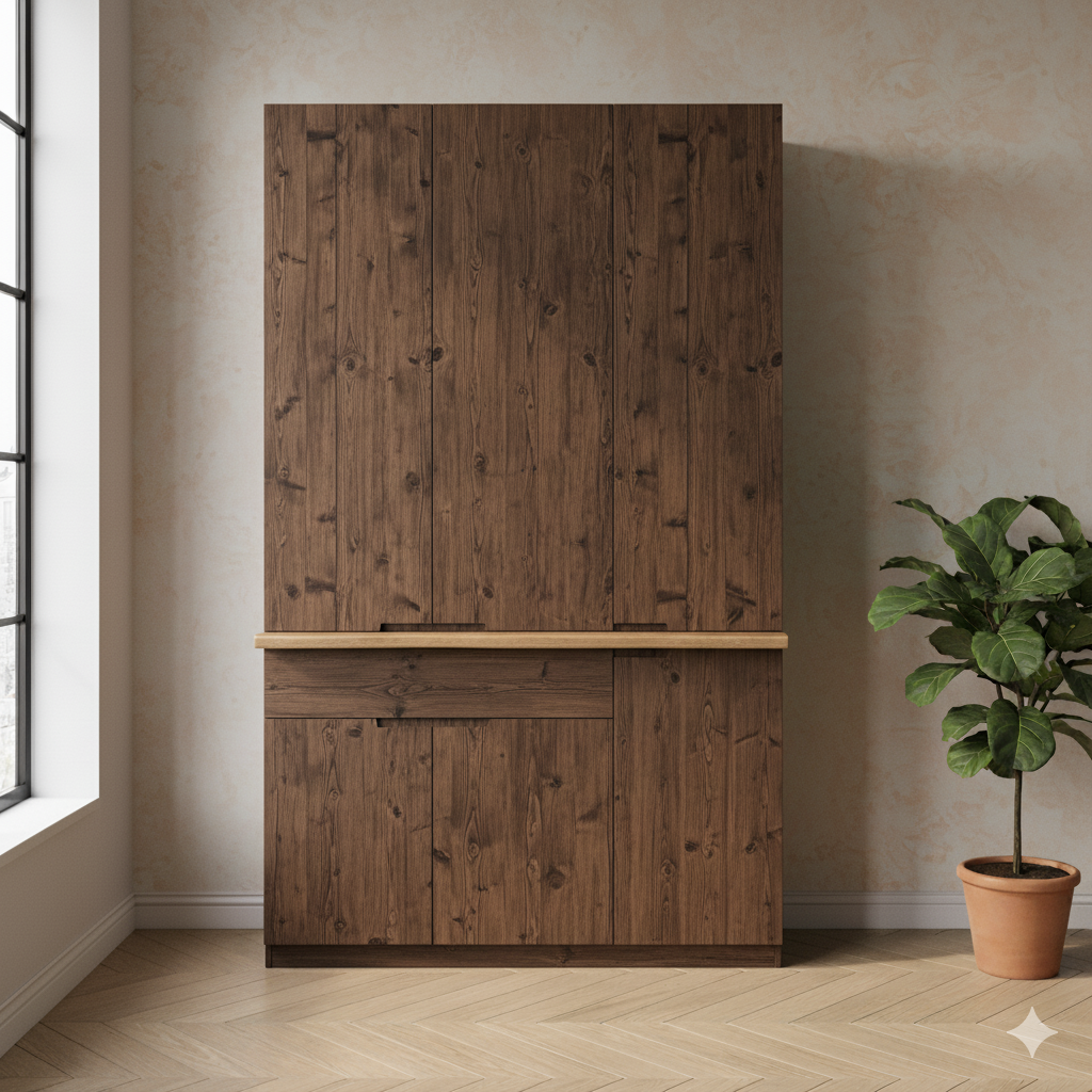 Rustic Walnut Wooden Cabinet.
