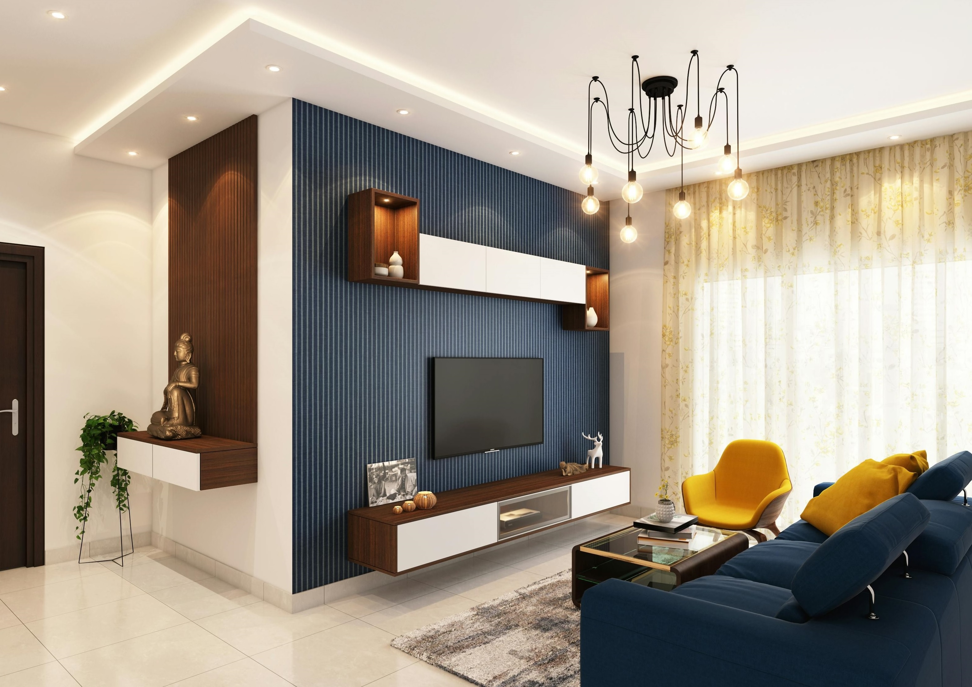 Cozy Contemporary Living Room with Built-In Elegance.