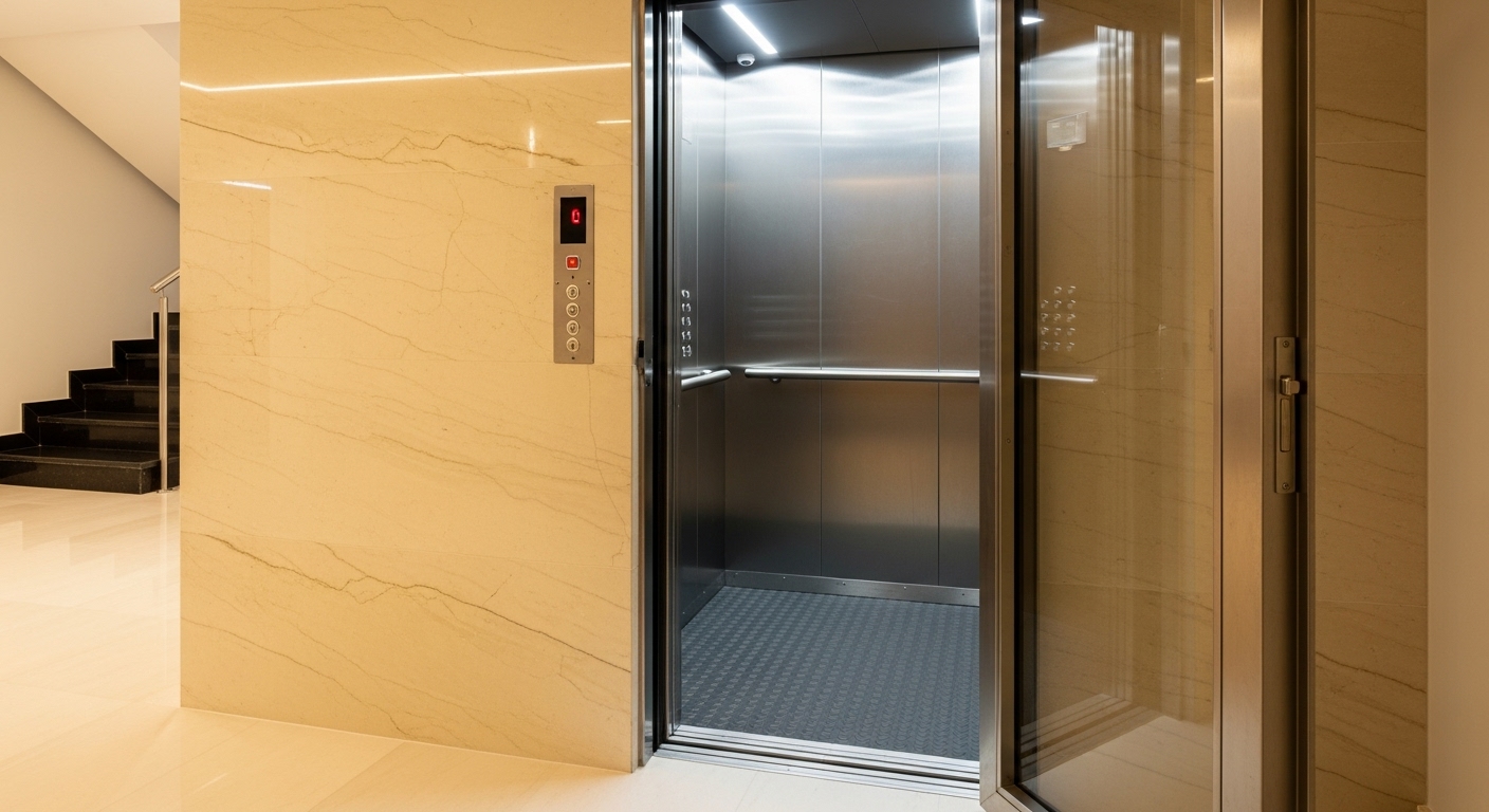 Modern Residential Elevator with Elegant Marble Finish