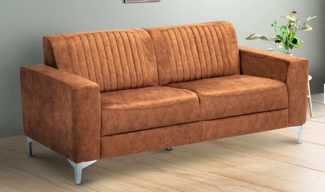 Contemporary Fabric 3-Seater Sofa in Warm Brown.
