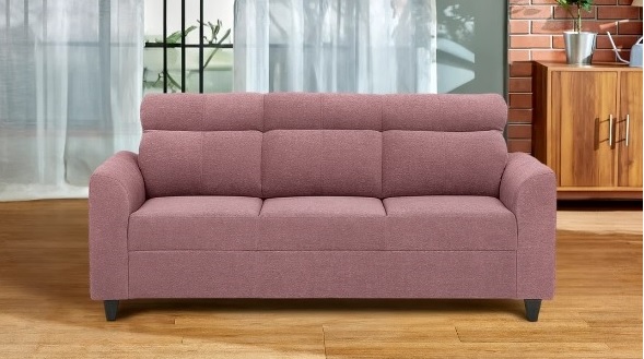 Modern 3-Seater Fabric Sofa – Rose Pink Comfort Collection.