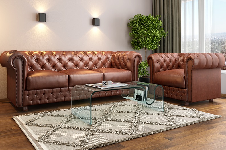 Elegant Chesterfield Leather Sofa.