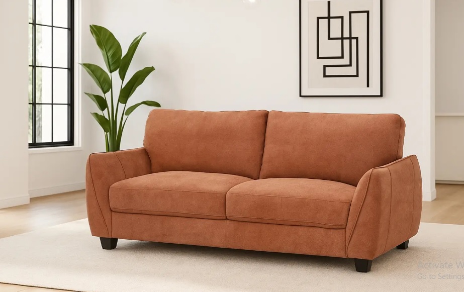 Contemporary Rust Fabric Sofa.