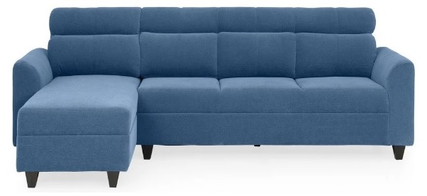 Modern Blue Fabric L-Shaped Sofa.